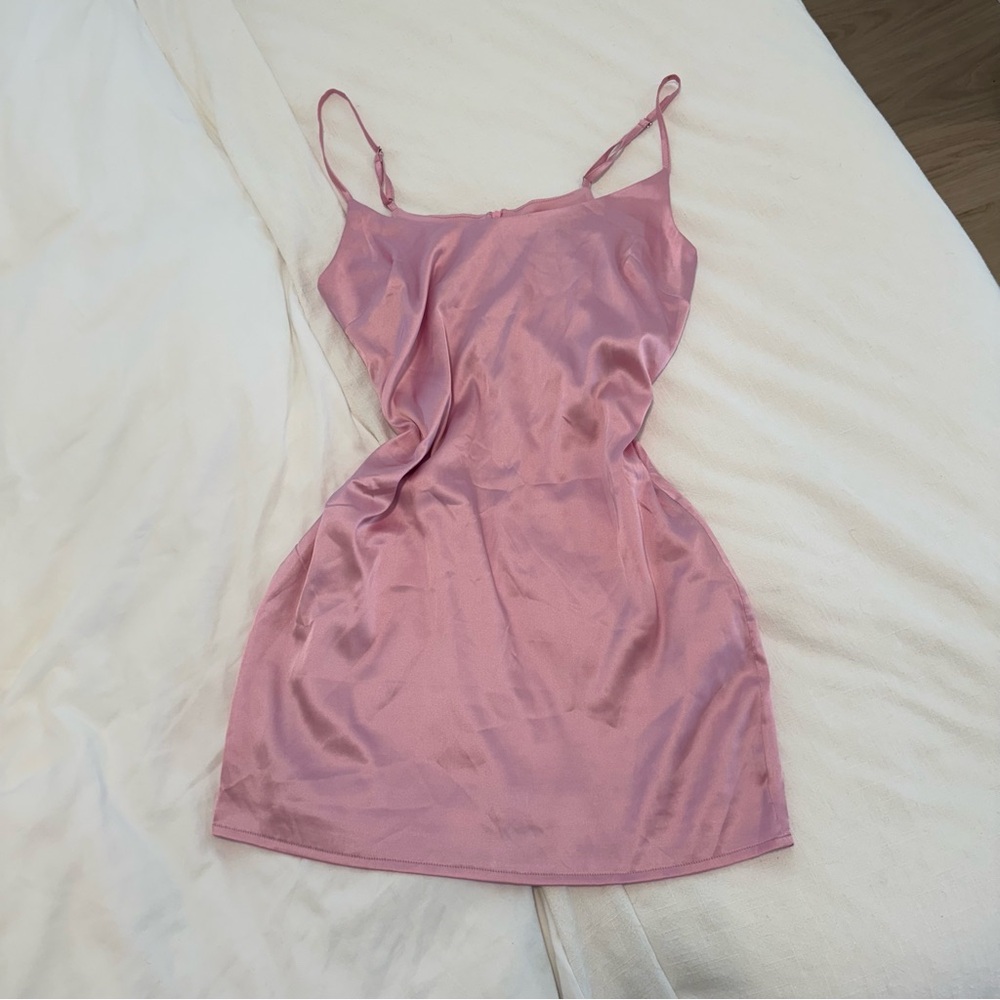 Missguided Petite Blush Satin Dress